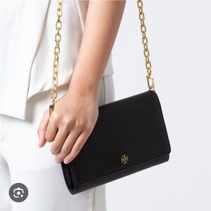 Tory Burch Emerson Black Chain Wallet